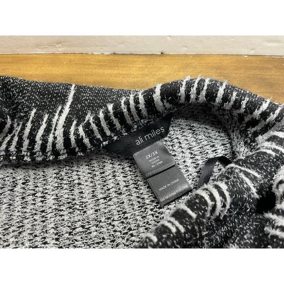 Ali Miles Women's 2X/3X Sweater Top Lagenlook Cowl Neck Striped - Picture 7 of 9